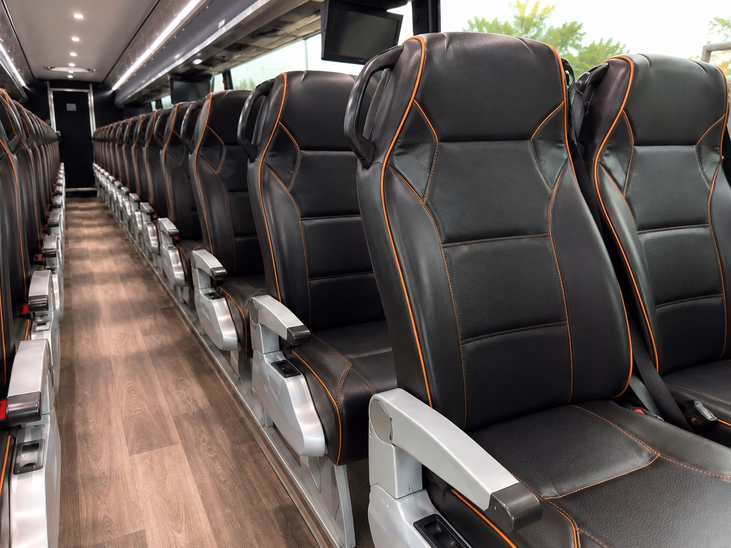 56 passenger charter bus inside